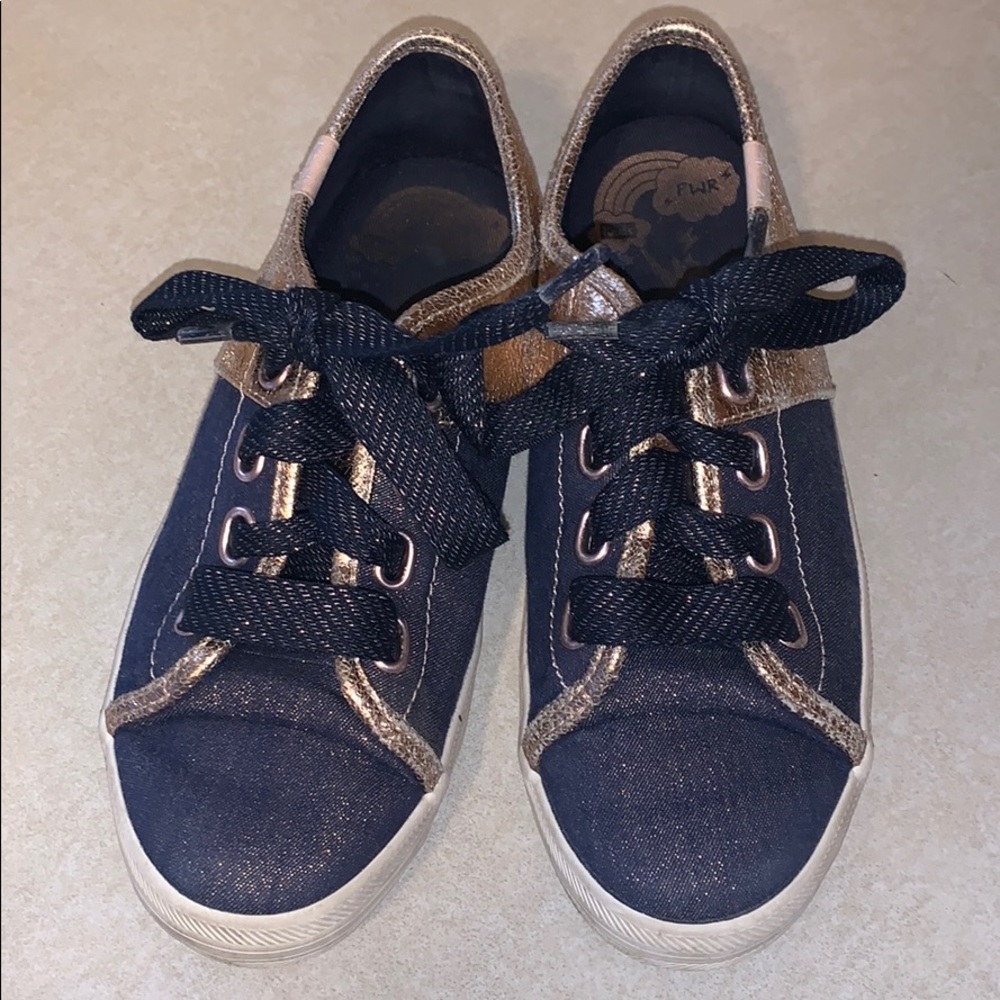 Keds rose gold and denim tennis shoe